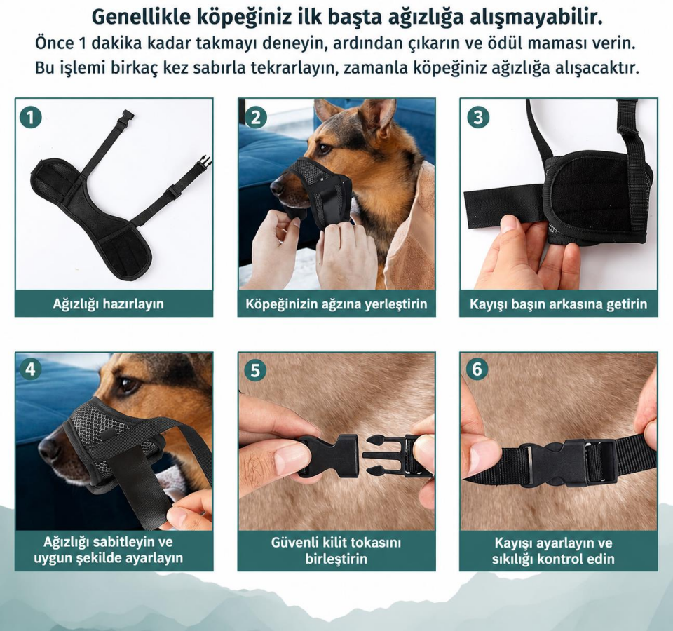 Valkyrie L Beden Köpek Ağızlığı Fileli Nefes Alabilen Ayarlanabilir Cırtlı Güvenli Köpek Ağızlığı
