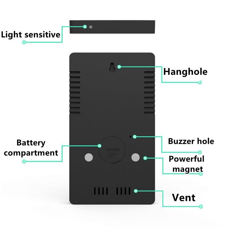 Valkyrie Aynalı LED Dereceli Nem Ölçer Alarmlı Masa Saati SİYAH