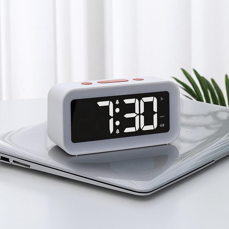 Valkyrie Aynalı LED Gece Lambası Şarjlı Dijital Masa Saati BEYAZ