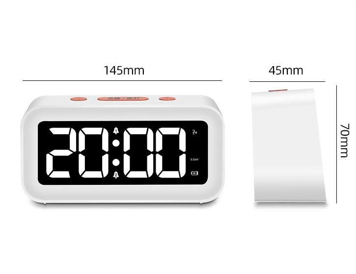 Valkyrie Aynalı LED Gece Lambası Şarjlı Dijital Masa Saati BEYAZ