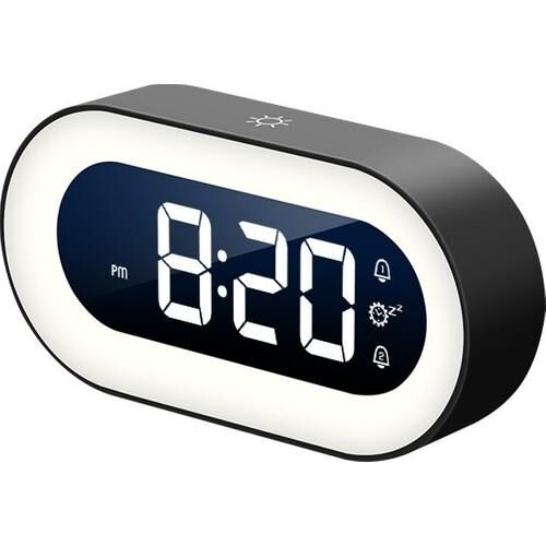 Valkyrie LED Dijital Çalar Saat Ses Kontrolü Gece Işığı Tasarımı Masaüstü Saati Siyah