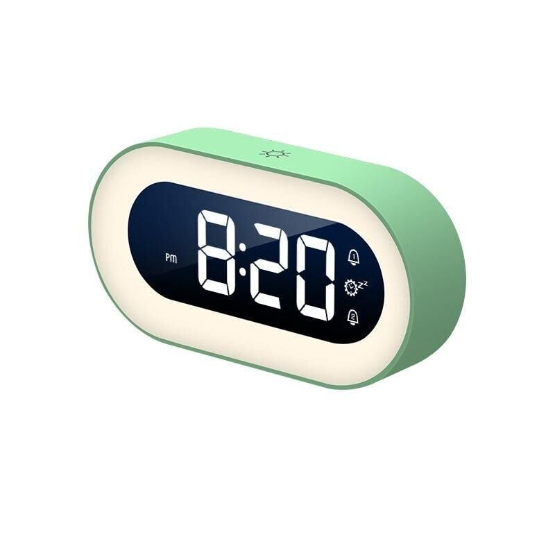 Valkyrie LED Dijital Çalar Saat Ses Kontrolü Gece Işığı Tasarımı Masaüstü Saati Yeşil