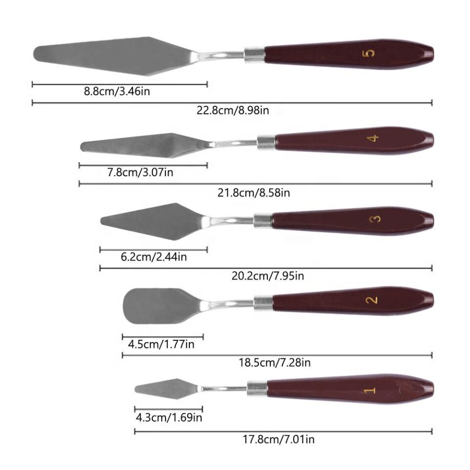 Valkyrie 5 Adet Sanatsal Profesyonel Spatula Seti Palet Bıçağı