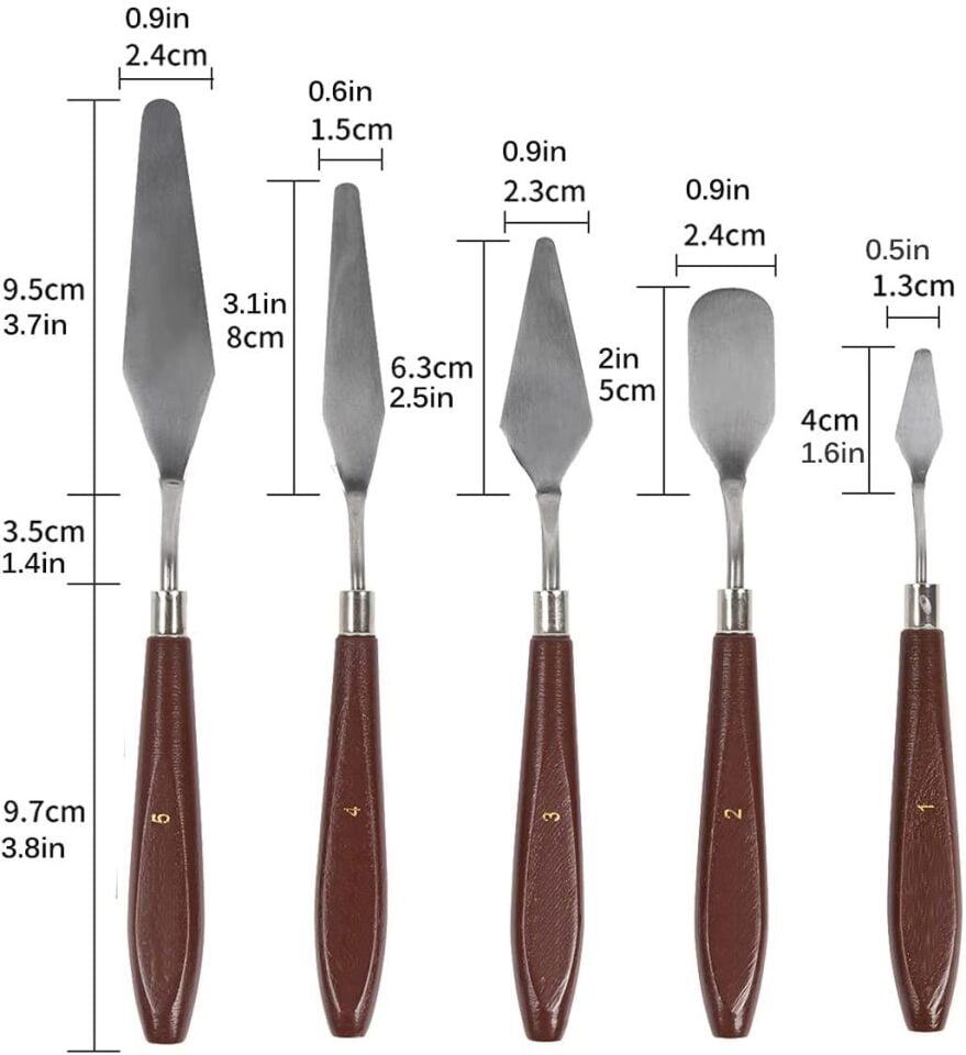 Valkyrie 5 Adet Sanatsal Profesyonel Spatula Seti Palet Bıçağı
