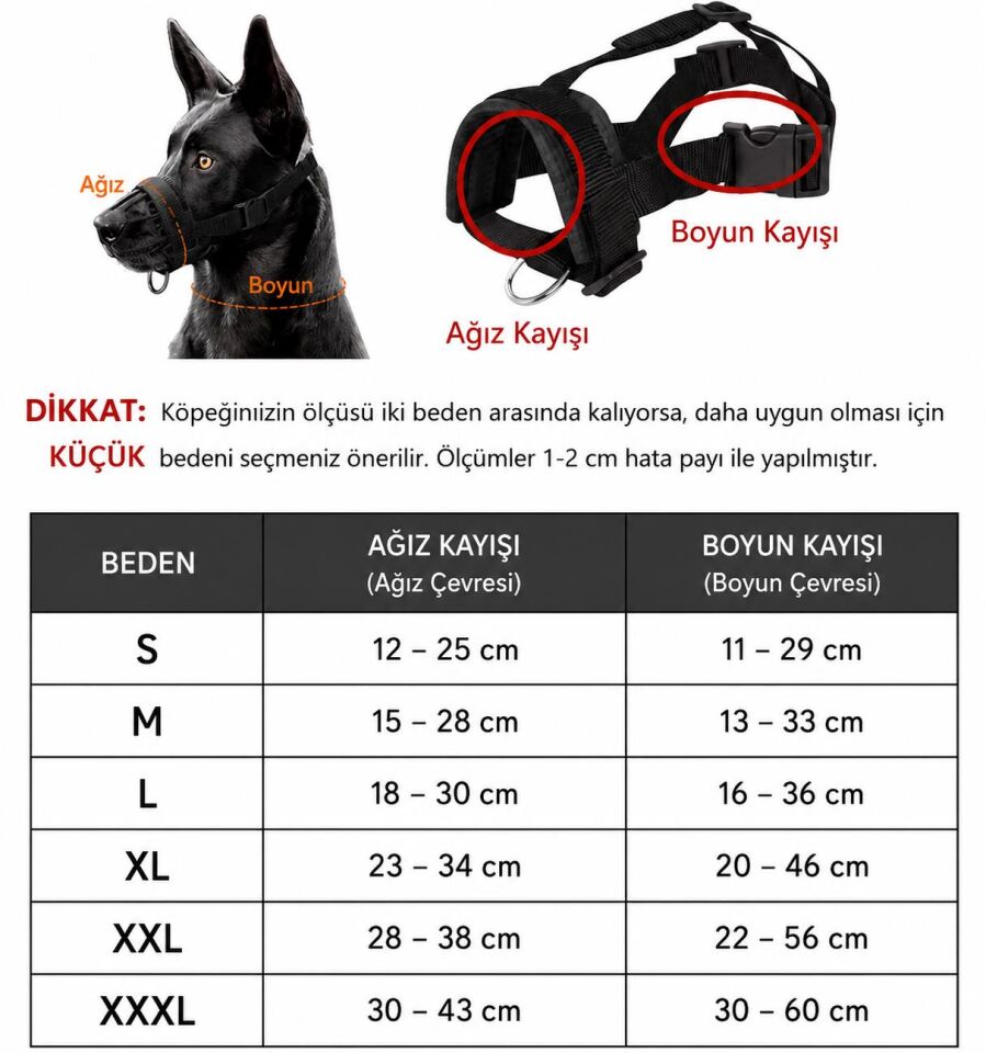 Valkyrie L Beden Köpek Ağızlığı Ayarlanabilir Nefes Alabilir Isırma Önleyici Yumuşak Pedli  Siyah