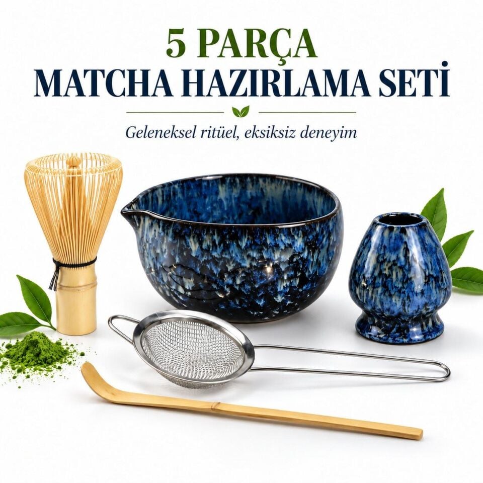 Valkyrie 5 Parça Matcha Seti Chasen Bambu Çırpıcı Chashaku Kaşık Chawan Kase ve Stand M663