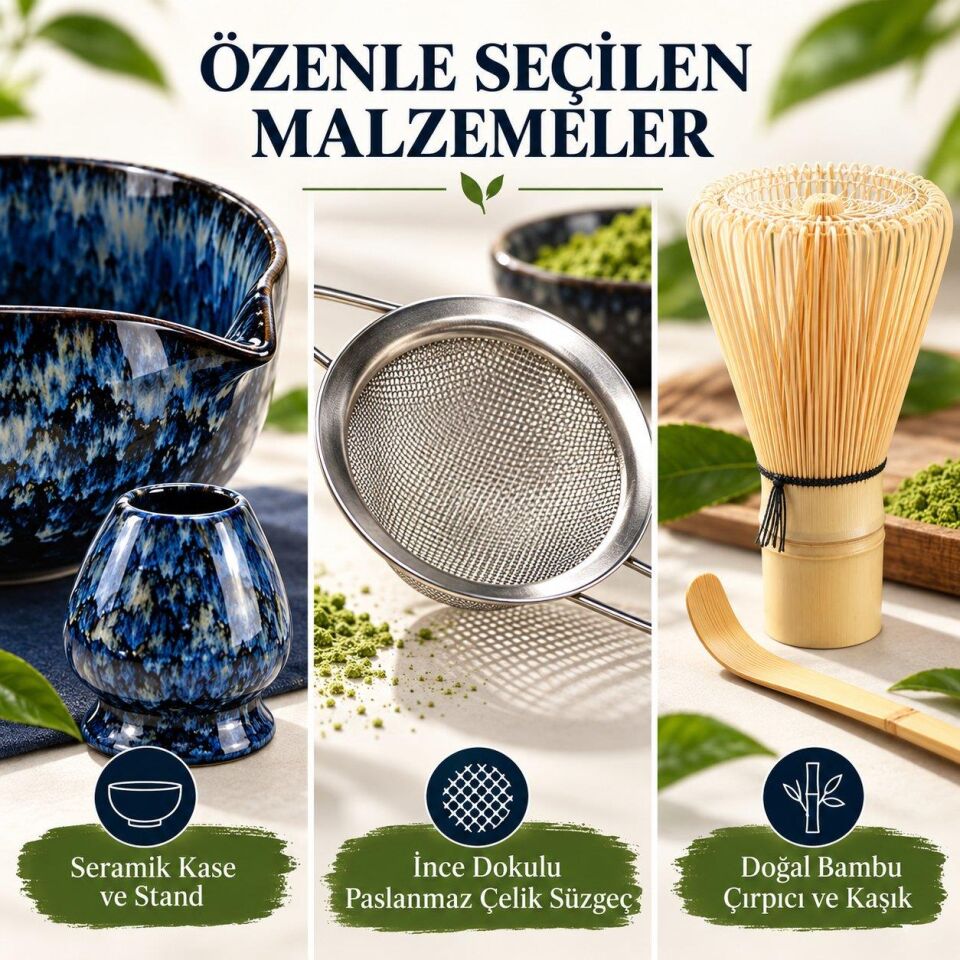 Valkyrie 5 Parça Matcha Seti Chasen Bambu Çırpıcı Chashaku Kaşık Chawan Kase ve Stand M663