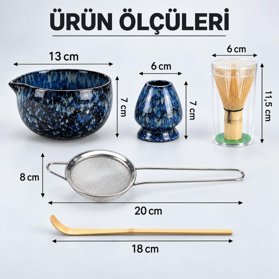 Valkyrie 5 Parça Matcha Seti Chasen Bambu Çırpıcı Chashaku Kaşık Chawan Kase ve Stand M663