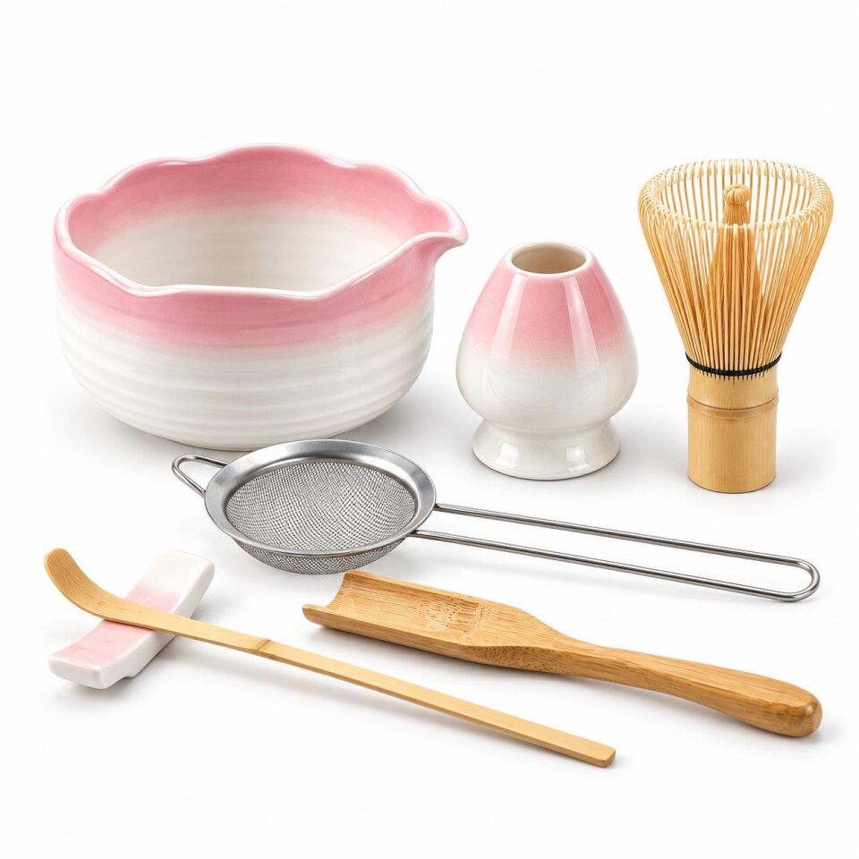 Valkyrie 7 Parça Matcha Seti Chasen Çırpıcı Chawan Kase Chashaku Kaşık Süzgeç ve Stand