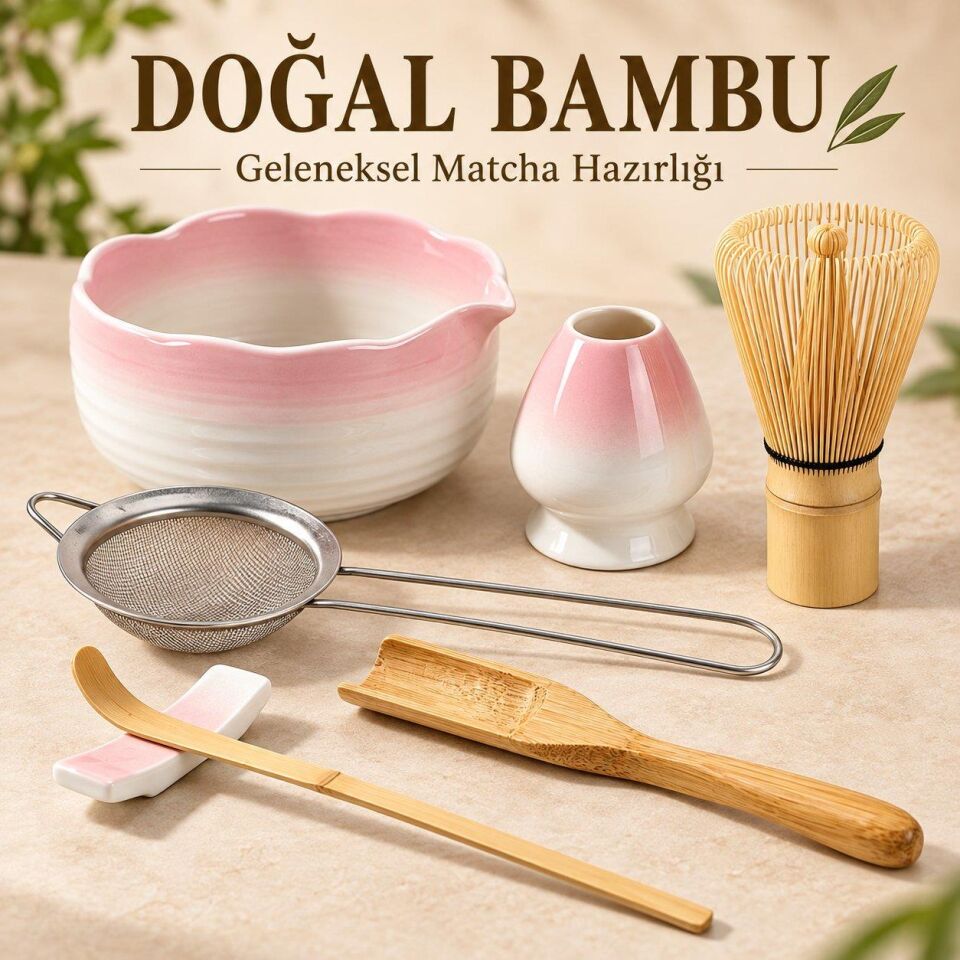 Valkyrie 7 Parça Matcha Seti Chasen Çırpıcı Chawan Kase Chashaku Kaşık Süzgeç ve Stand