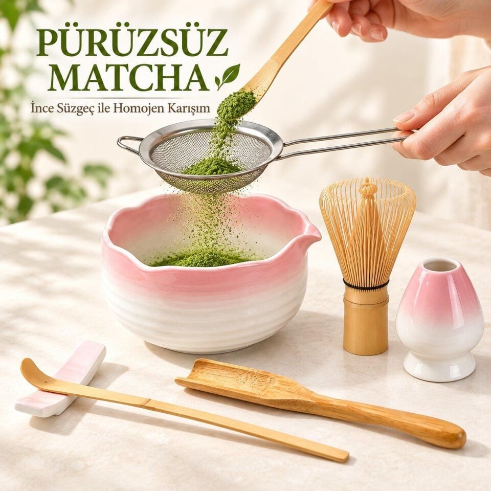 Valkyrie 7 Parça Matcha Seti Chasen Çırpıcı Chawan Kase Chashaku Kaşık Süzgeç ve Stand