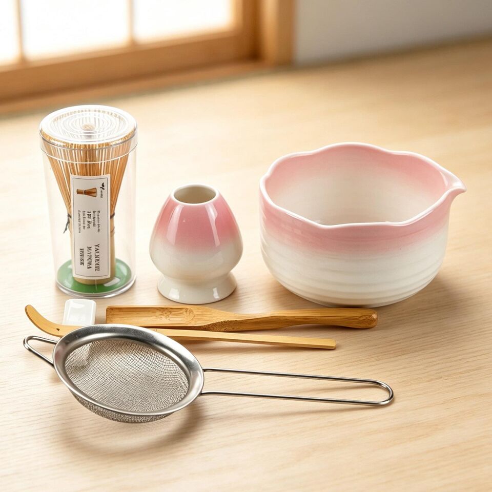 Valkyrie 7 Parça Matcha Seti Chasen Çırpıcı Chawan Kase Chashaku Kaşık Süzgeç ve Stand