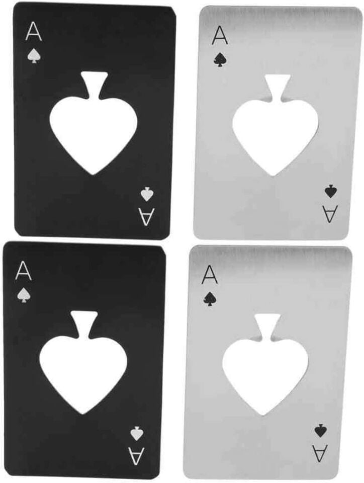 Valkyrie 4 Adet Poker Kart Paslanmaz Çelik Şişe Açacağı