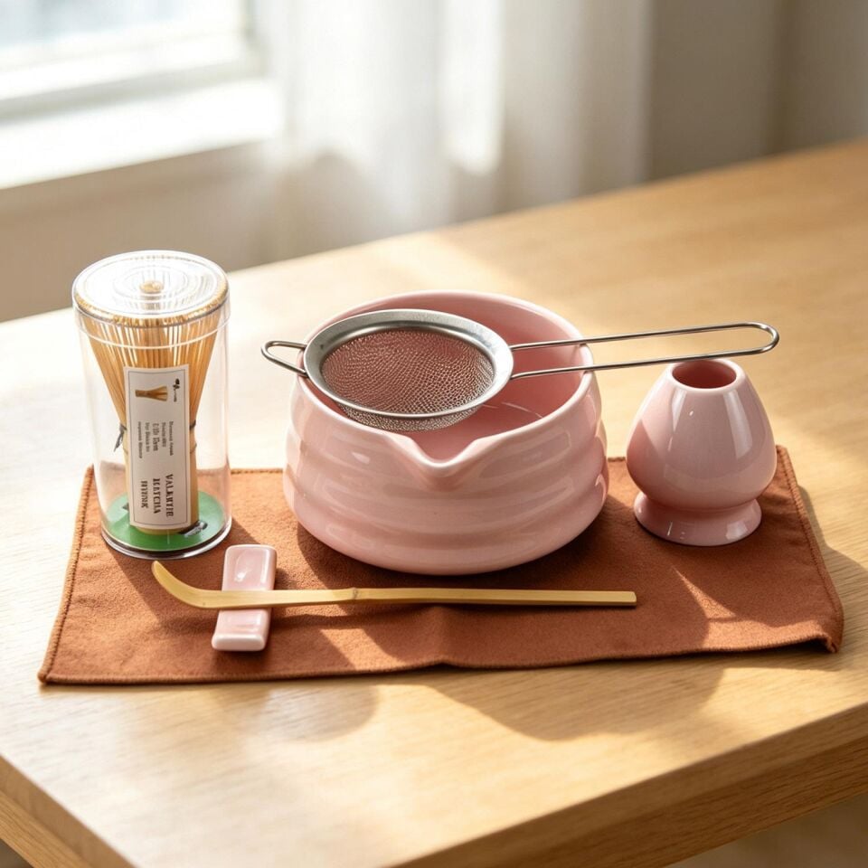 Valkyrie 7 Parça Matcha Seti Chasen Çırpıcı Chawan Kase Chashaku Kaşık Süzgeç ve Stand