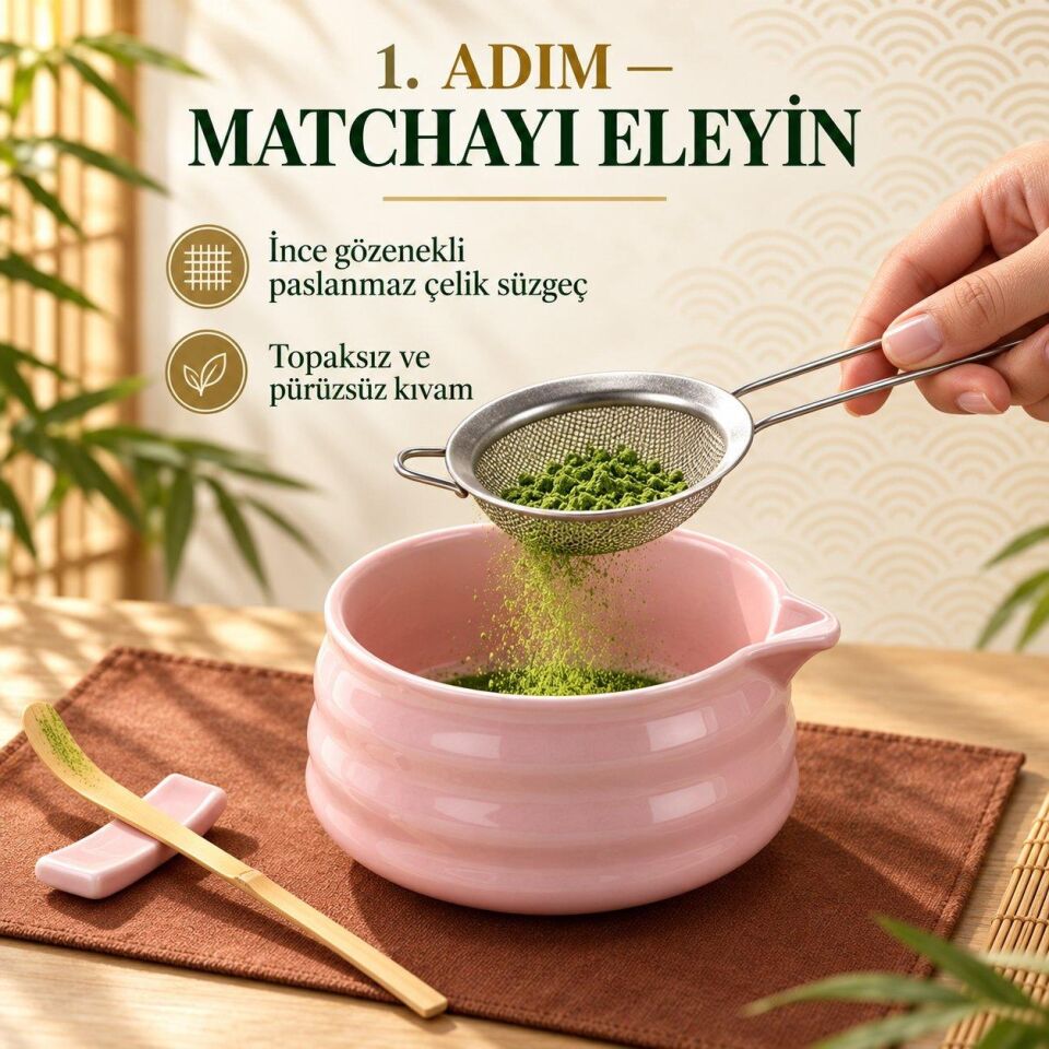 Valkyrie 7 Parça Matcha Seti Chasen Çırpıcı Chawan Kase Chashaku Kaşık Süzgeç ve Stand
