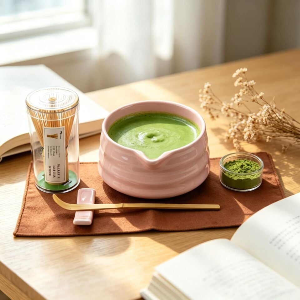 Valkyrie 7 Parça Matcha Seti Chasen Çırpıcı Chawan Kase Chashaku Kaşık Süzgeç ve Stand