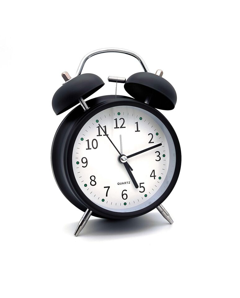 Valkyrie 16cm Büyük Boy Akar Saniyeli Alarm Çalar Saat - Nostaljik Masa Saati Siyah