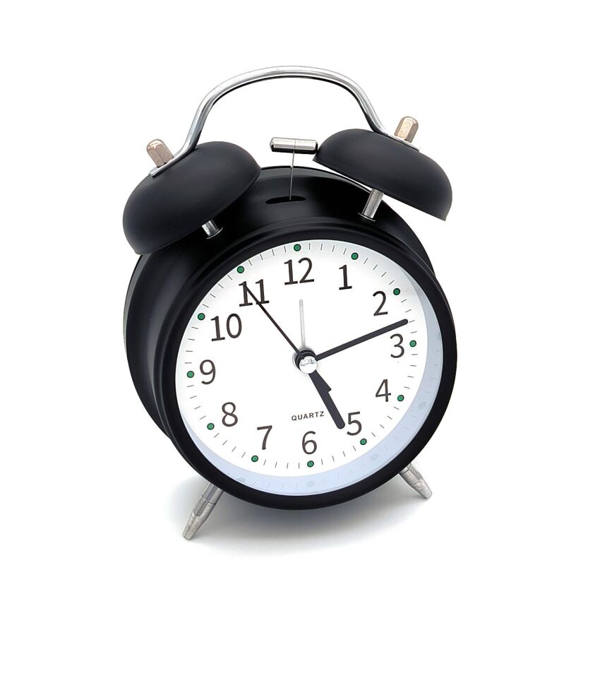 Valkyrie 16cm Büyük Boy Akar Saniyeli Alarm Çalar Saat - Nostaljik Masa Saati Siyah
