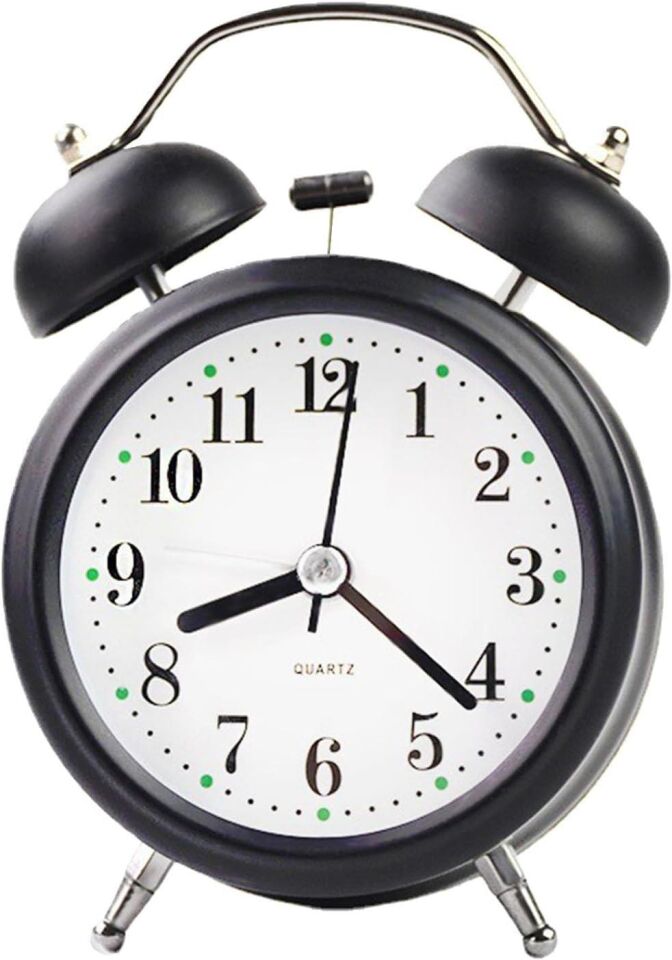 Valkyrie 16cm Büyük Boy Akar Saniyeli Alarm Çalar Saat - Nostaljik Masa Saati Siyah