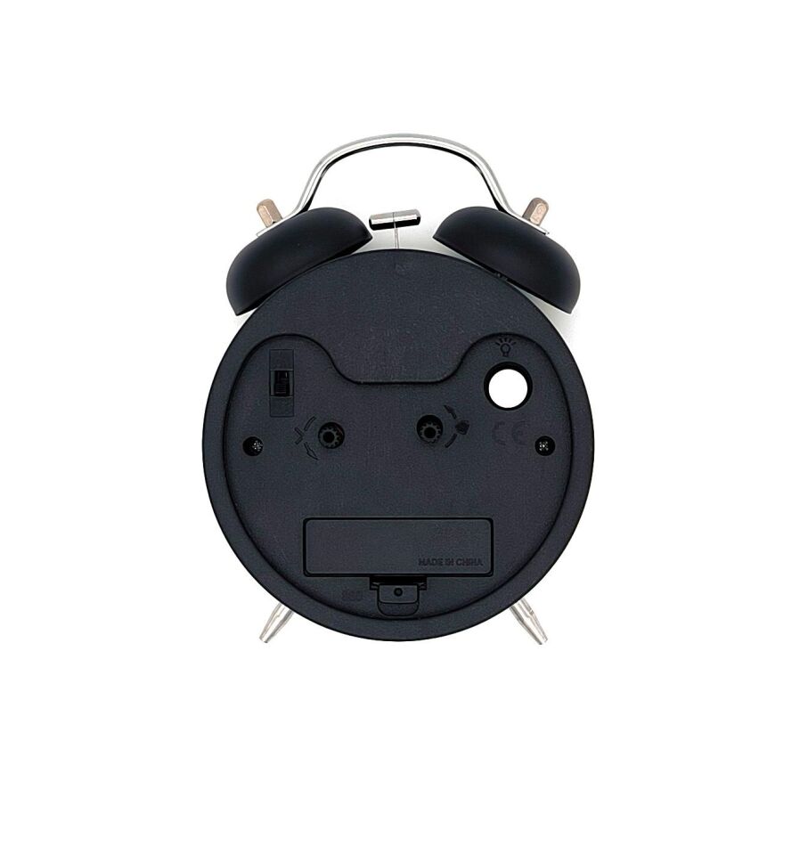 Valkyrie 16cm Büyük Boy Akar Saniyeli Alarm Çalar Saat - Nostaljik Masa Saati Siyah