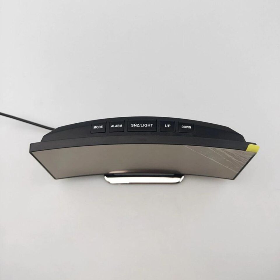 Valkyrie Alarmlı LED Dereceli Yeşil Led Curved Dijital Masa Saati