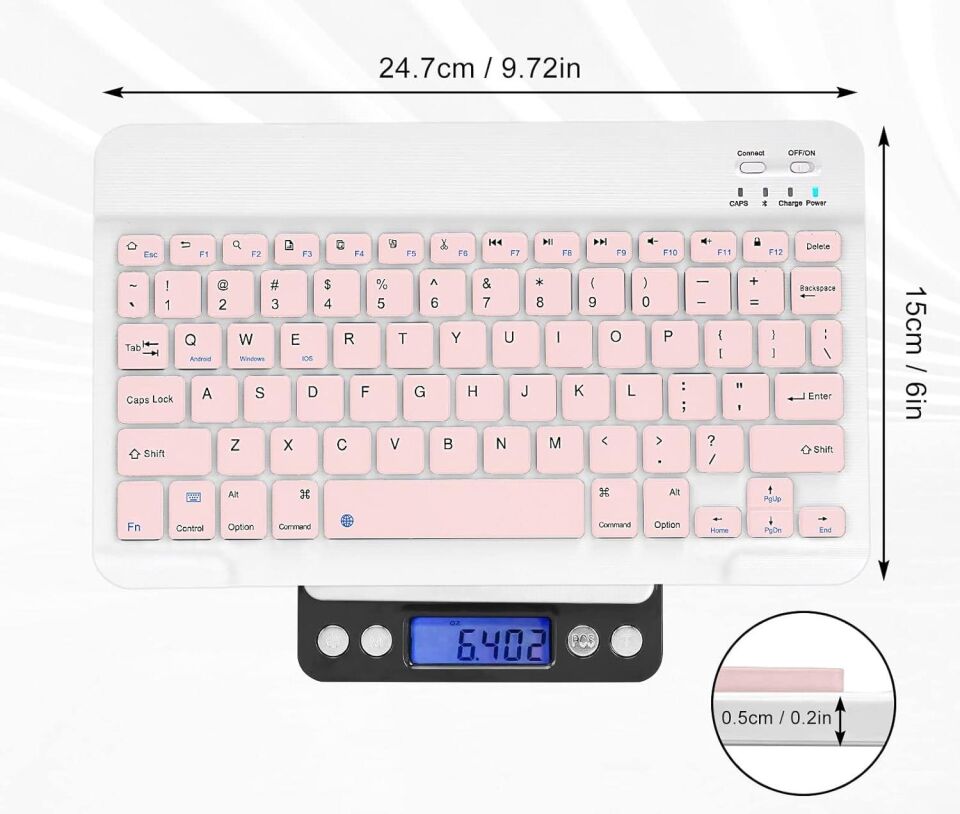 Valkyrie BL30 Bluetooth 10 inç Ios Windows Android Uyumlu Kablosuz Klavye - Türkçe - Şarjlı-Sessiz Multimedia - Ultra İnce Pembe