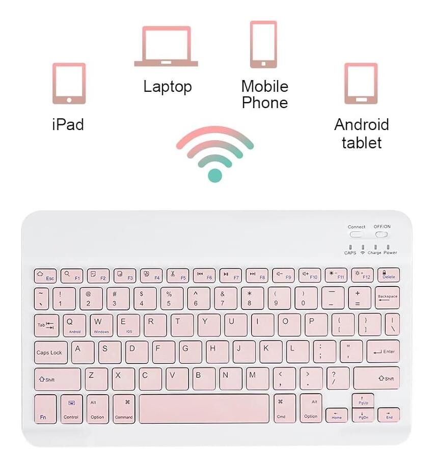 Valkyrie BL30 Bluetooth 10 inç Ios Windows Android Uyumlu Kablosuz Klavye - Türkçe - Şarjlı-Sessiz Multimedia - Ultra İnce Pembe