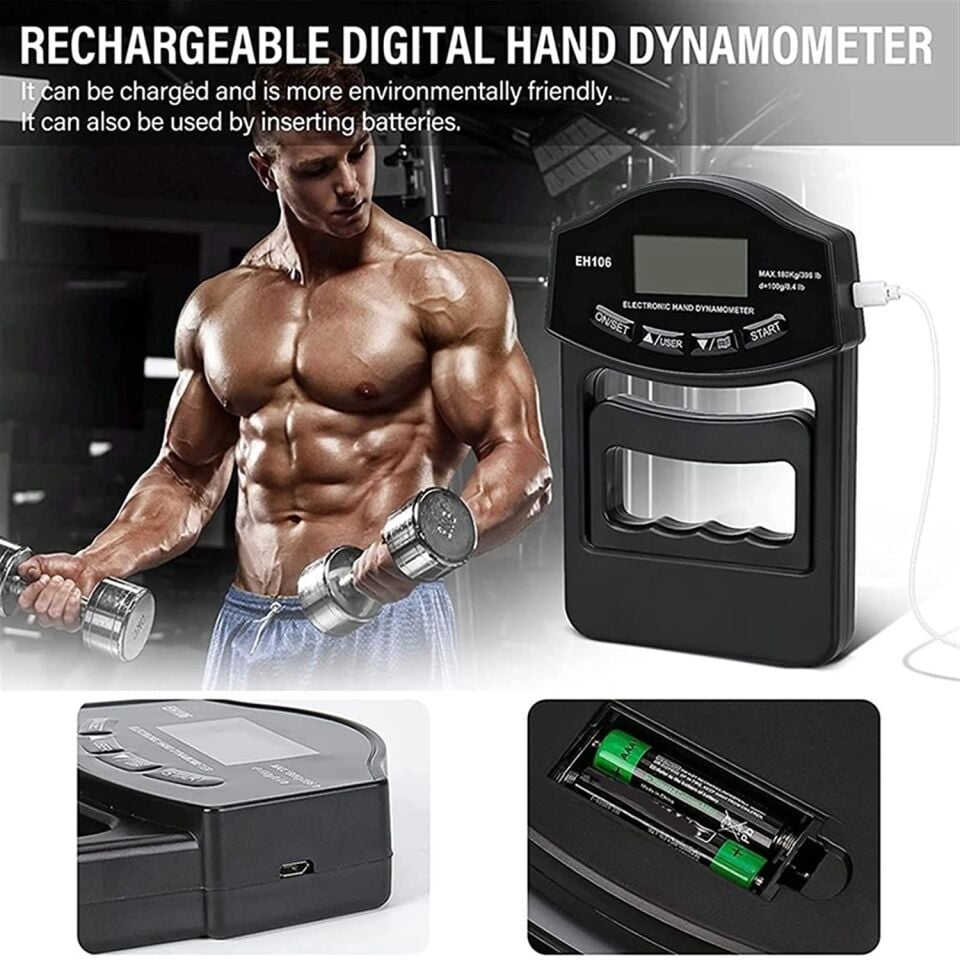 Valkyrie Kas El Kavrama 180 KG Dijital Elektronik El Dinamometre Kavrama Gücü Fitness Ölçüm Cihazı
