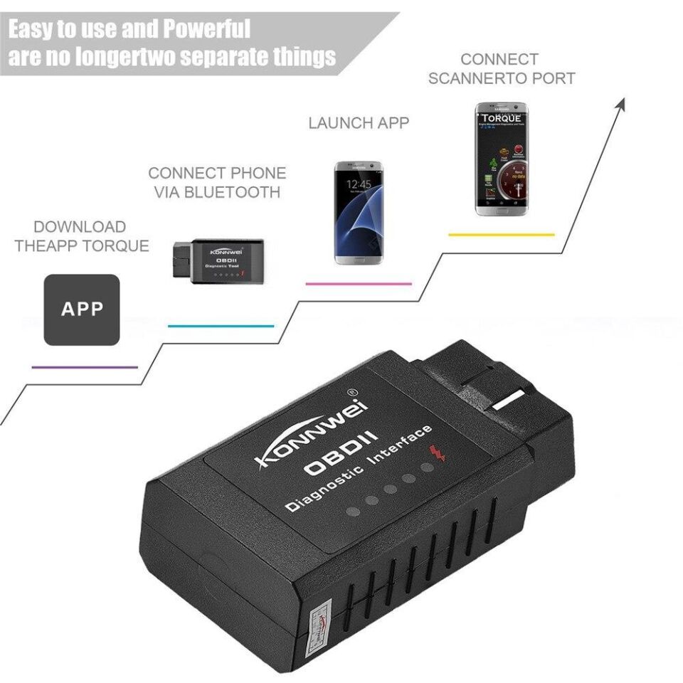 Valkyrie Konnwei KW910 OBD2 V1.5 Bluetooth Özellikli Araç Arıza Tespit Cihazı