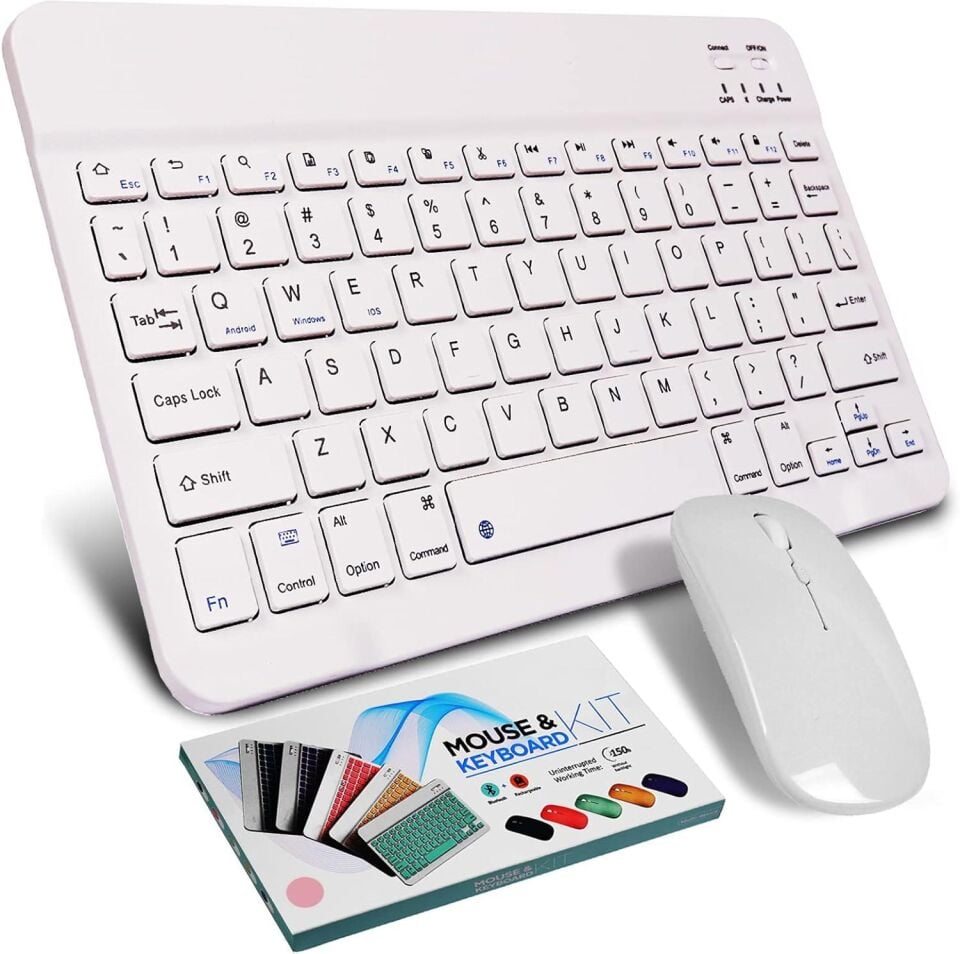 Valkyrie BL30 Bluetooth Ios Ipad Android Windows Uyumlu Klavye Mouse Seti - Sessiz - Şarjlı - Combo Beyaz