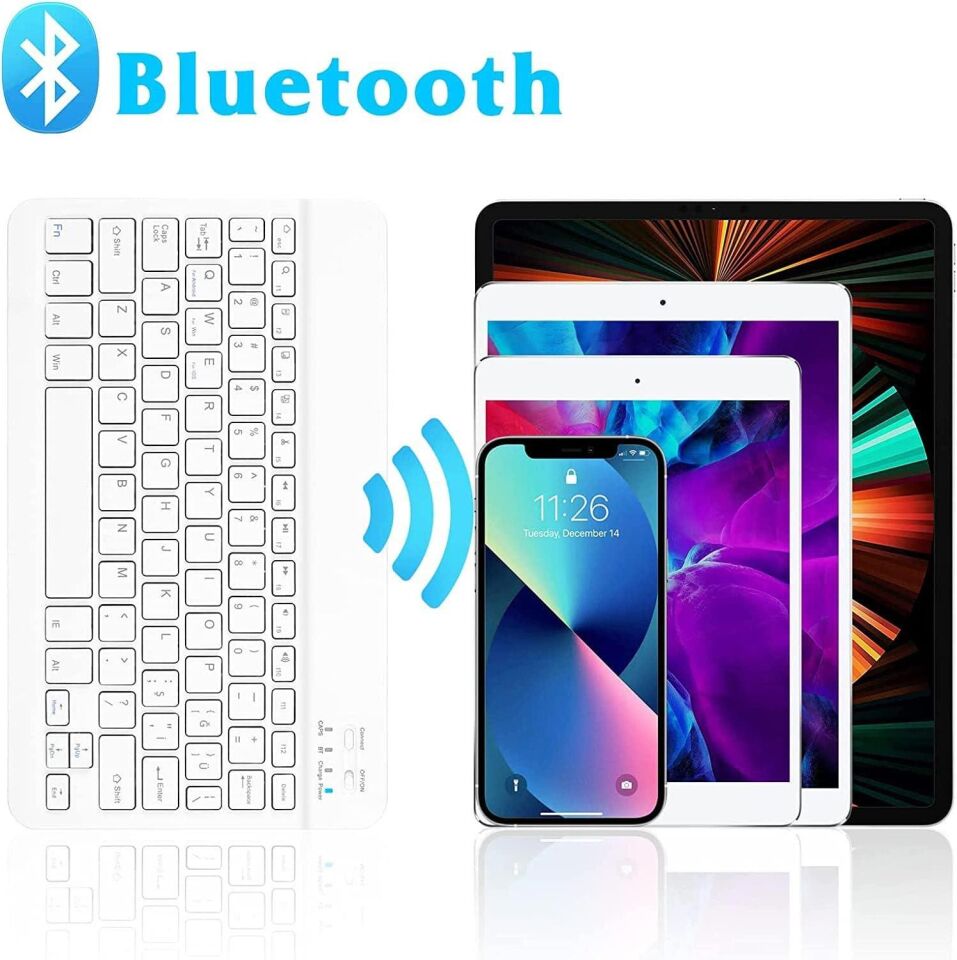 Valkyrie BL30 Bluetooth Ios Ipad Android Windows Uyumlu Klavye Mouse Seti - Sessiz - Şarjlı - Combo Beyaz