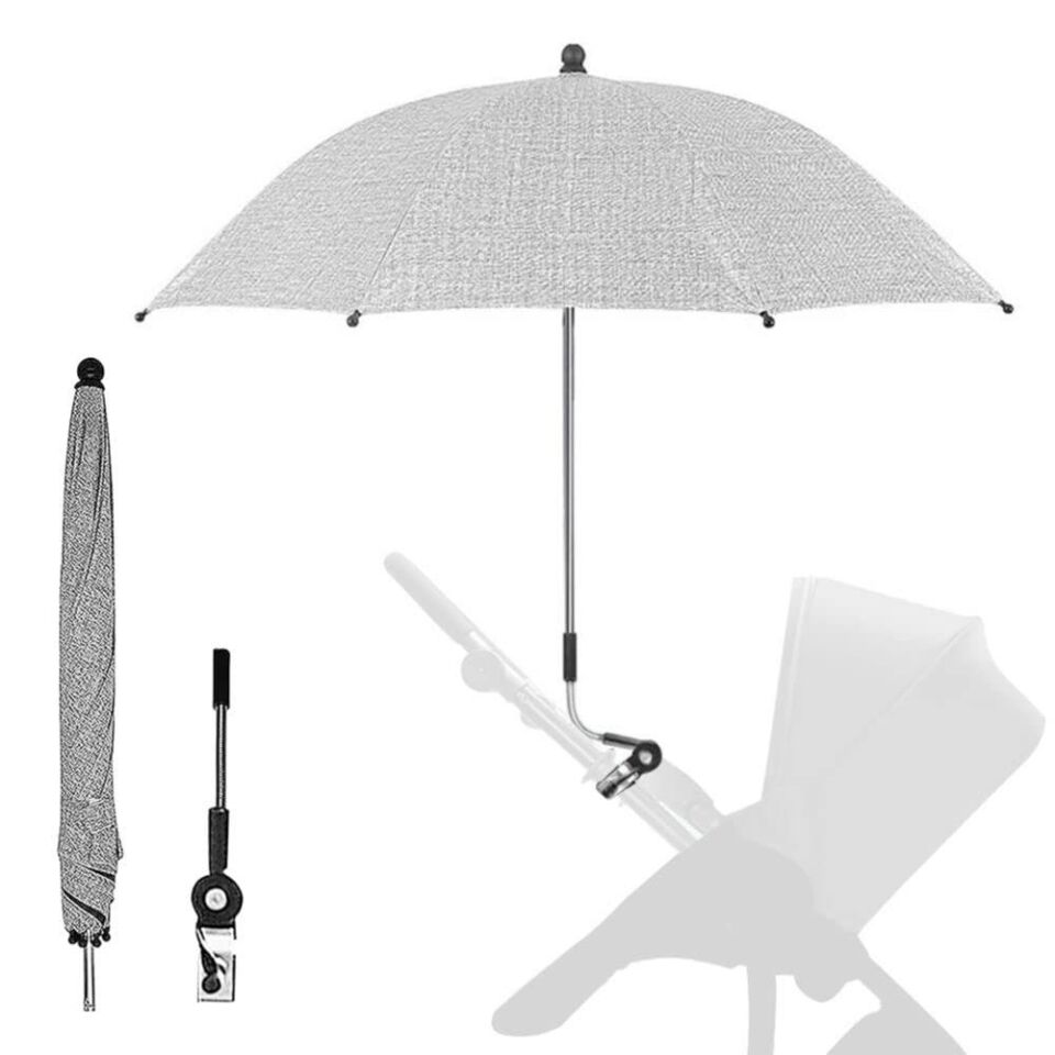 Valkyrie Bebek Arabası İçin Ayrılabilir 360 Derece Ayarlanabilir 75 cm Şemsiye - Gri
