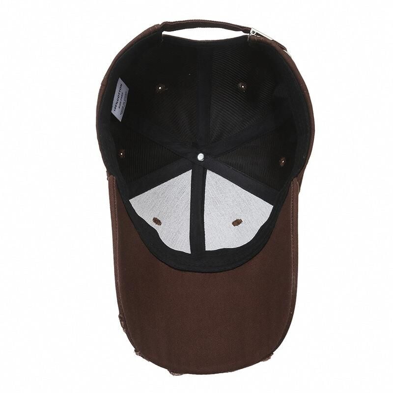 Valkyrie Unisex Eskitme Detaylı Şapka Yazı Nakışlı Ayarlanabilir Beyzbol Şapkası Koyu Kahve
