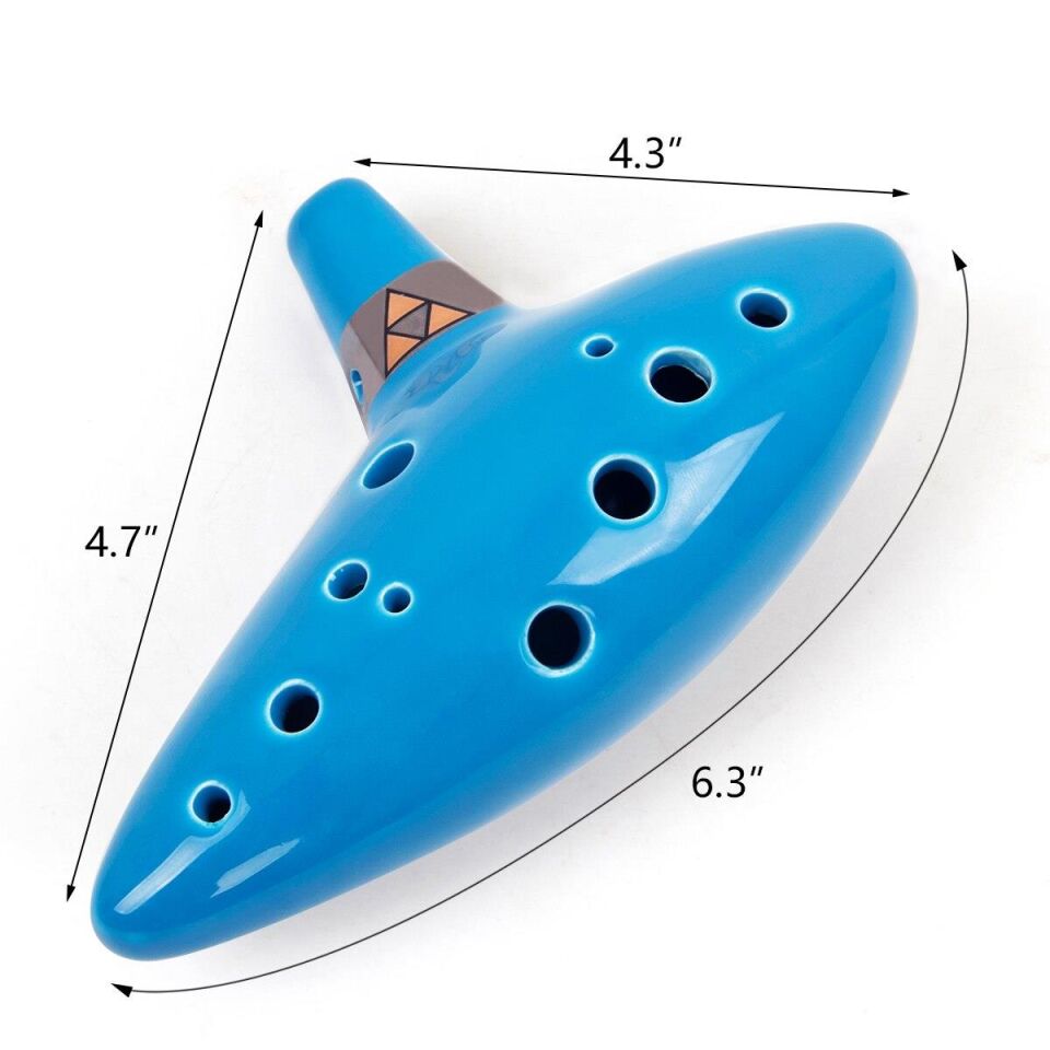 Valkyrie Ocarina 12 Delik Ocarina Seramik Alto C Ocarina Flüt Mavi Ocarina Sualtı Müzik Nefesli Enstrüman Mavi