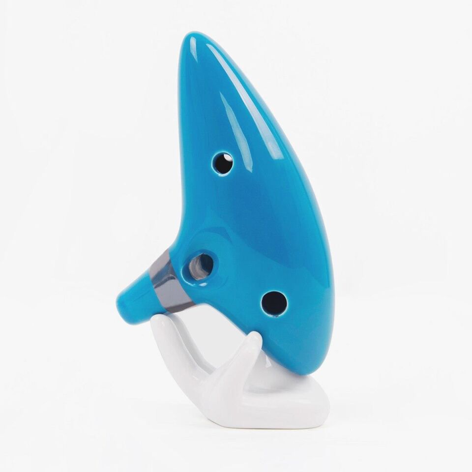 Valkyrie Ocarina 12 Delik Ocarina Seramik Alto C Ocarina Flüt Mavi Ocarina Sualtı Müzik Nefesli Enstrüman Mavi