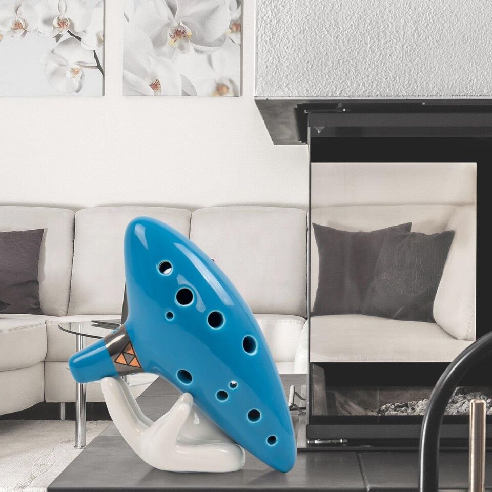 Valkyrie Ocarina 12 Delik Ocarina Seramik Alto C Ocarina Flüt Mavi Ocarina Sualtı Müzik Nefesli Enstrüman Mavi