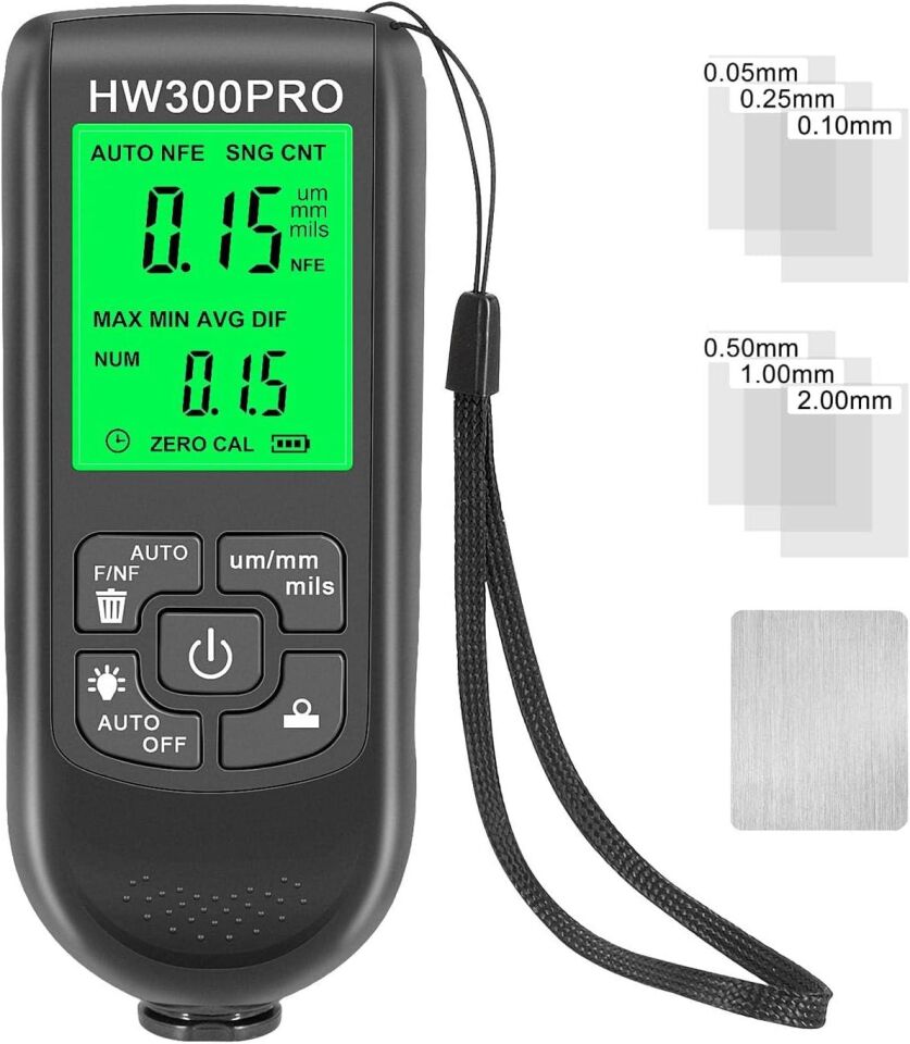Valkyrie HW-300 Pro Kaplama Kalınlığı Ölçer – 0-2000 µm Ölçüm Aralığı, FE/NFE Algılama, Arka Aydınlatmalı LCD