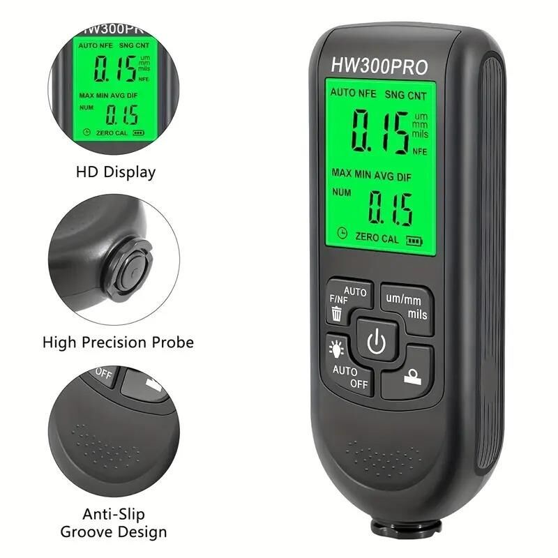 Valkyrie HW-300 Pro Kaplama Kalınlığı Ölçer – 0-2000 µm Ölçüm Aralığı, FE/NFE Algılama, Arka Aydınlatmalı LCD