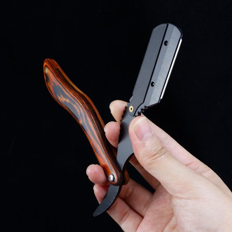Valkyrie S Tipi Ergonomik Profesyonel Ahşap Berber Usturası Saç Sakal Ustura
