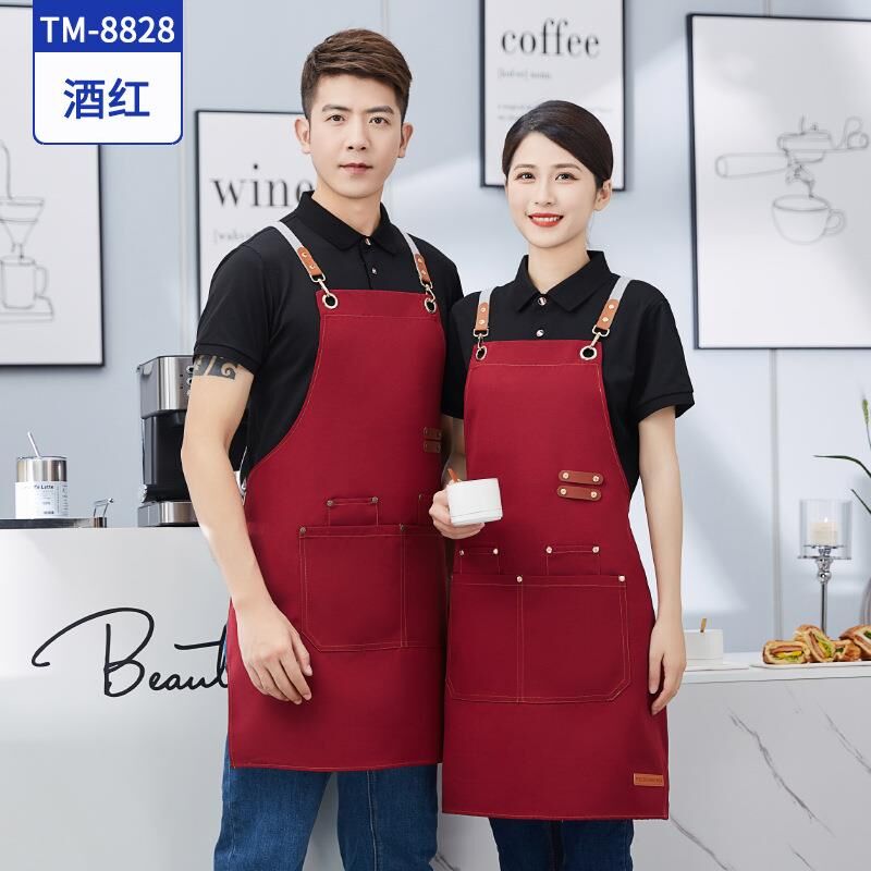 Valkyrie Suya Dayanıklı Barista Önlüğü Ayarlanabilir Askılı Cepli Mutfak Kafe Garson Önlüğü Şarap 74 cm