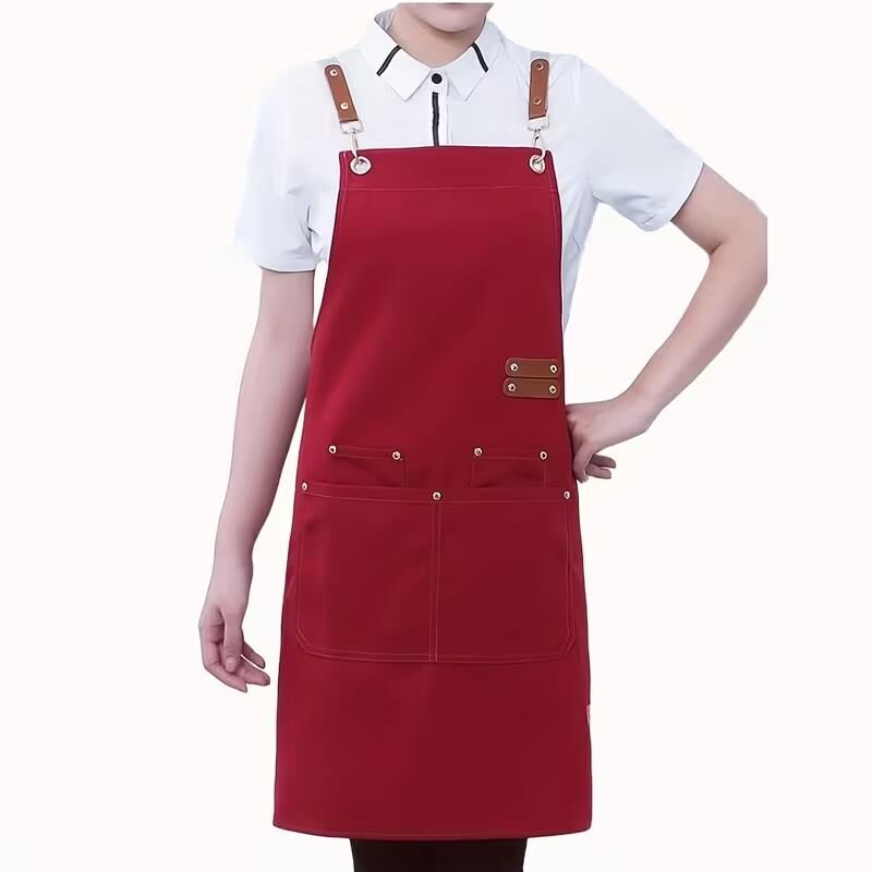 Valkyrie Suya Dayanıklı Barista Önlüğü Ayarlanabilir Askılı Cepli Mutfak Kafe Garson Önlüğü Şarap 74 cm