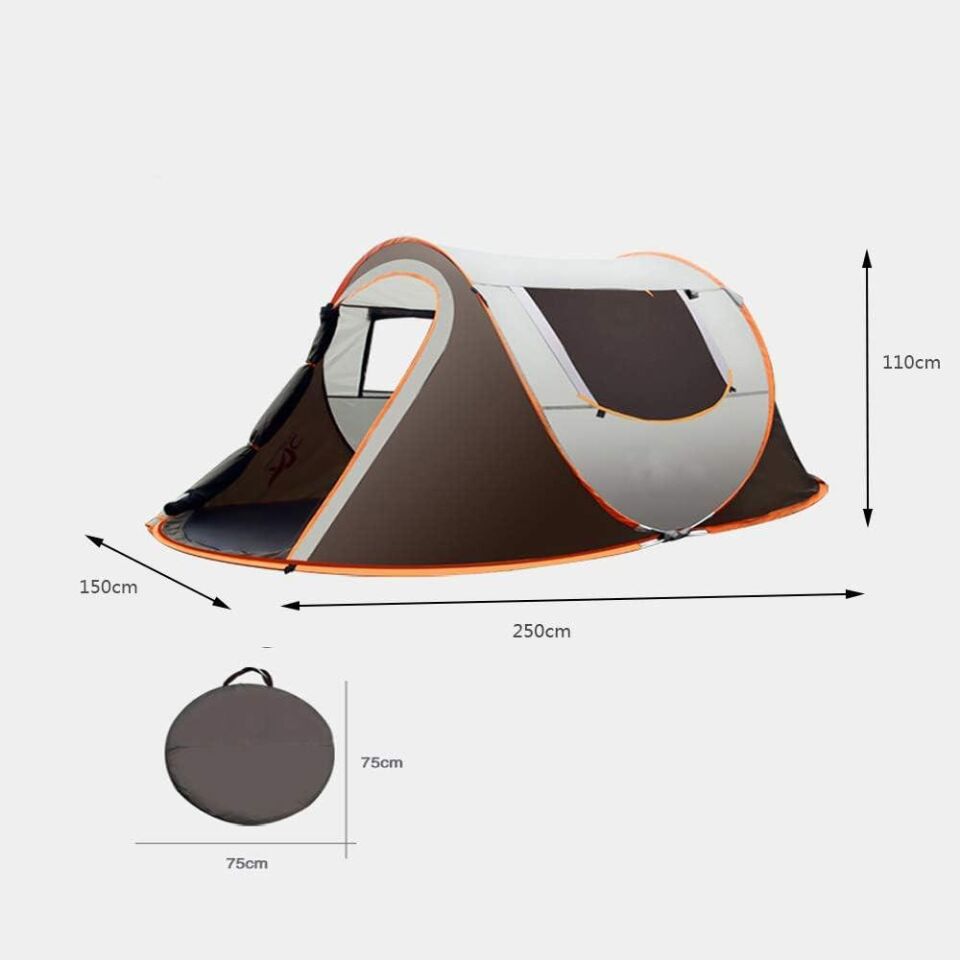 Valkyrie 3-4 Kişilik Hızlı Kurulum Otomatik Kamp Çadırı Sineklikli Çift Pencereli Su Geçirmez 240x150x110cm 4 Mevsim