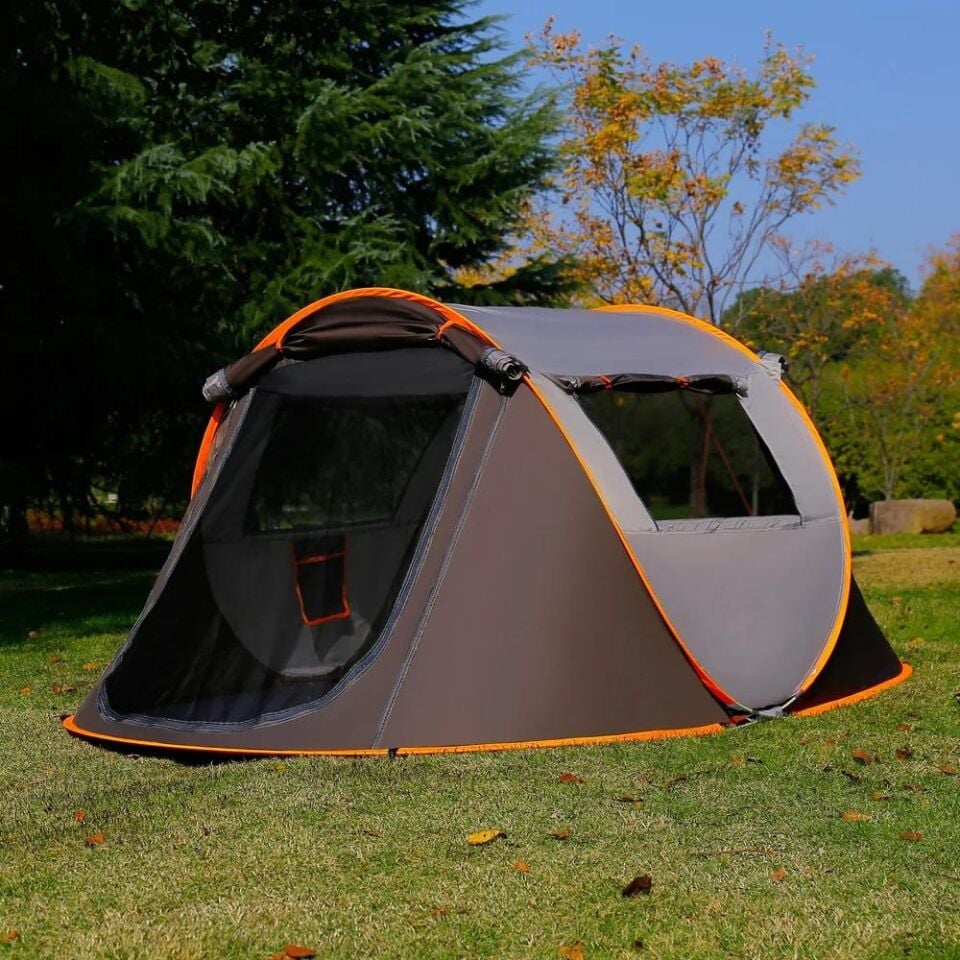 Valkyrie 3-4 Kişilik Hızlı Kurulum Otomatik Kamp Çadırı Sineklikli Çift Pencereli Su Geçirmez 240x150x110cm 4 Mevsim