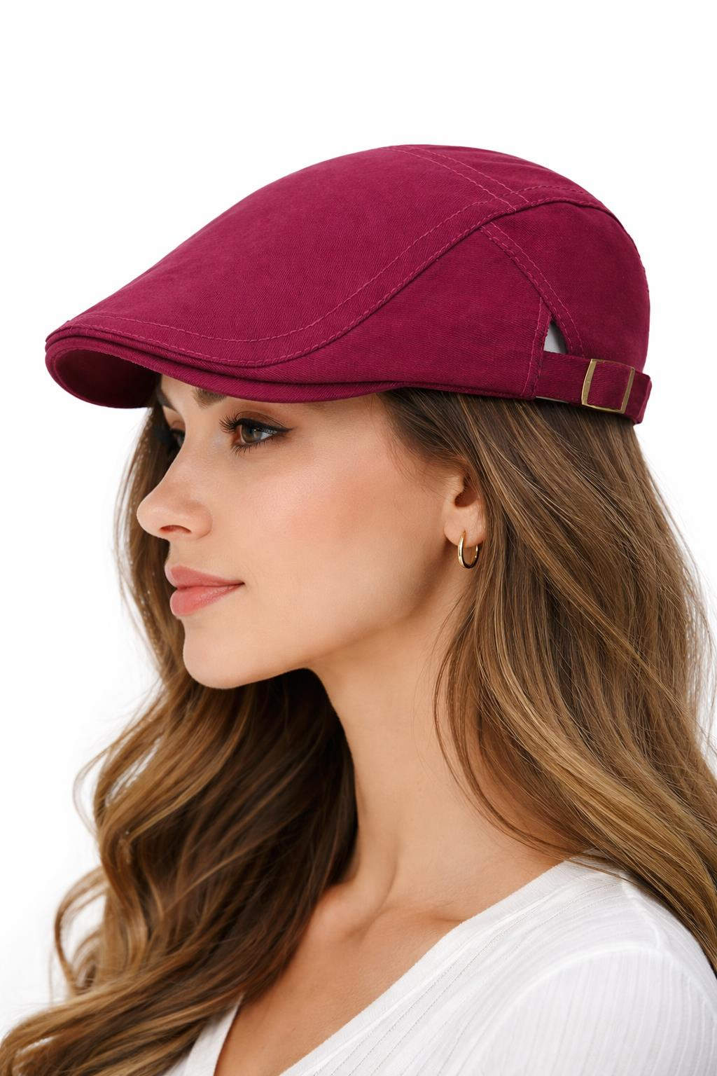 Erkek Şapka Kasket Düz Renk Ayarlanabilir Unisex Şapka Günlük Kullanım Yazlık Kasket Bordo