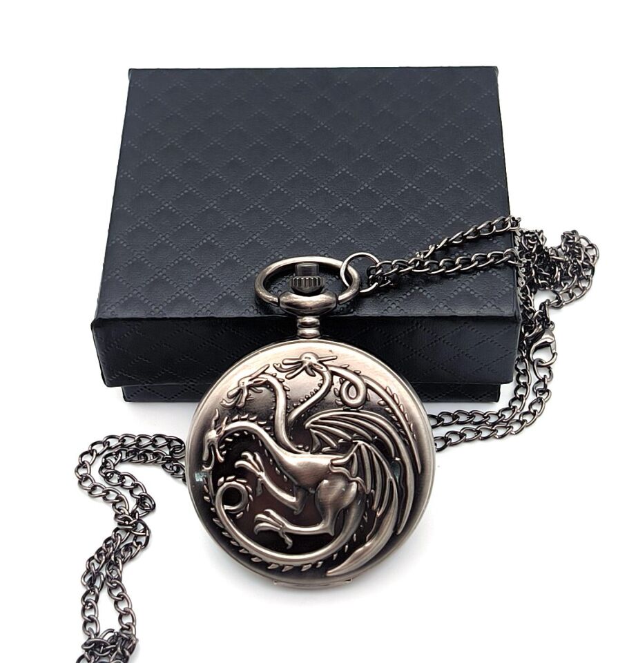 Valkyrie Game Of Thrones House Of Dragon Targaryen Kutulu Köstekli Cep Saati