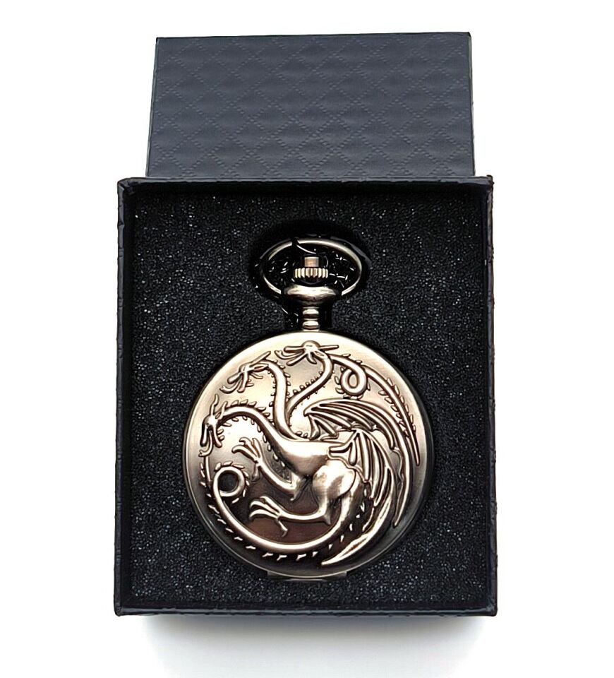 Valkyrie Game Of Thrones House Of Dragon Targaryen Kutulu Köstekli Cep Saati