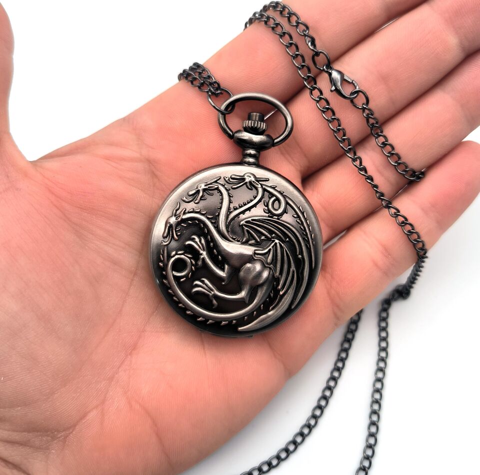 Valkyrie Game Of Thrones House Of Dragon Targaryen Kutulu Köstekli Cep Saati