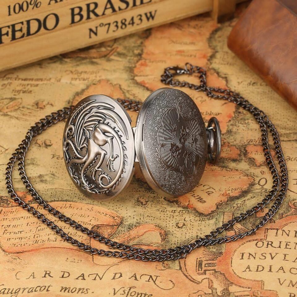 Valkyrie Game Of Thrones House Of Dragon Targaryen Kutulu Köstekli Cep Saati