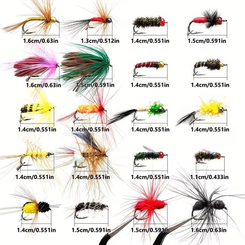 Valkyrie 100 Parça Yapay Sinek İğne Seti Fly Fishing Kutulu Alabalık Balıkçılık Tüylü Sahte Yem