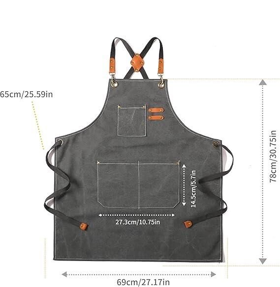 Valkyrie Unisex Kanvas Mutfak Önlüğü Ayarlanabilir Askılı Cepli Barista Garson Servis Önlüğü Gri